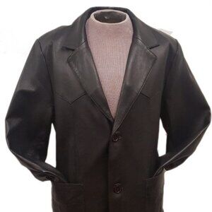 Men’s Vintage Cowboy Western Black 2 button Nappa Leather Blazer